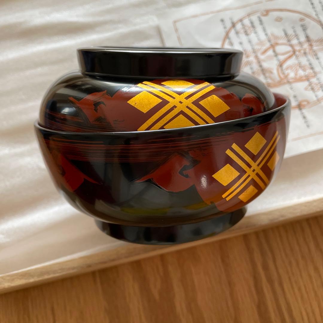 秀衡塗　利休大椀　五客揃　新品　（木箱入り）