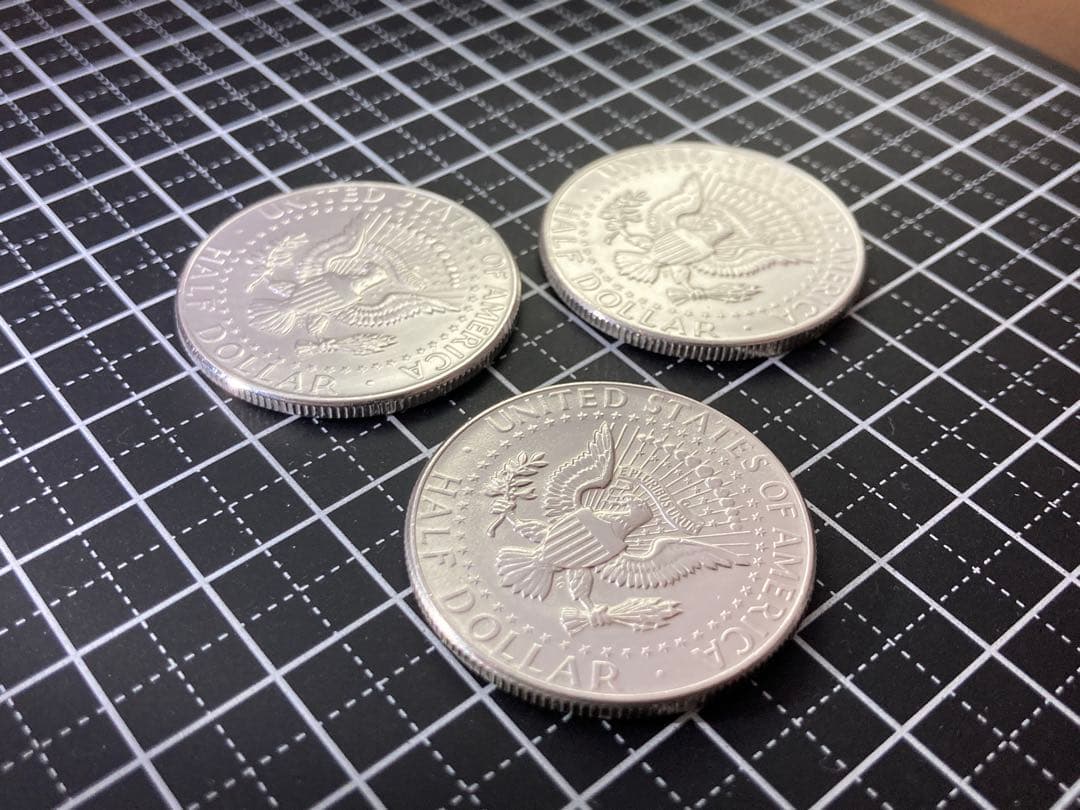 【アメリカ】ケネディハーフダラー銀貨3枚(1964年)［2］