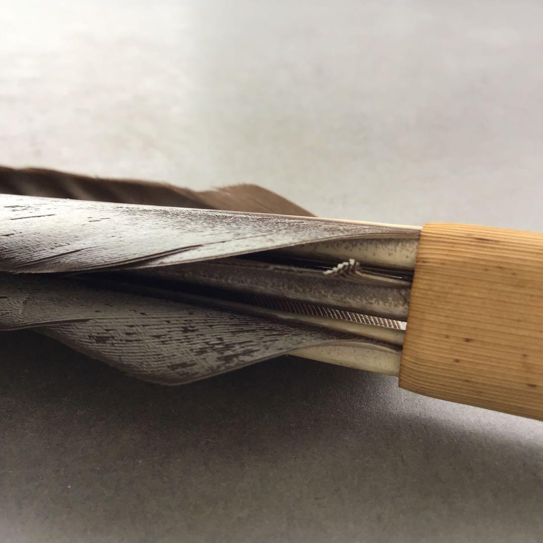 茶道具　御羽箒　三ツ羽根(野雁)羽箒　紙箱劣化有　S68HB