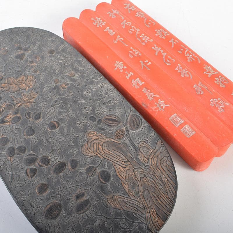 中国　書道具　楼閣山水文など　古墨　徽墨　4点まとめて　M　R7335