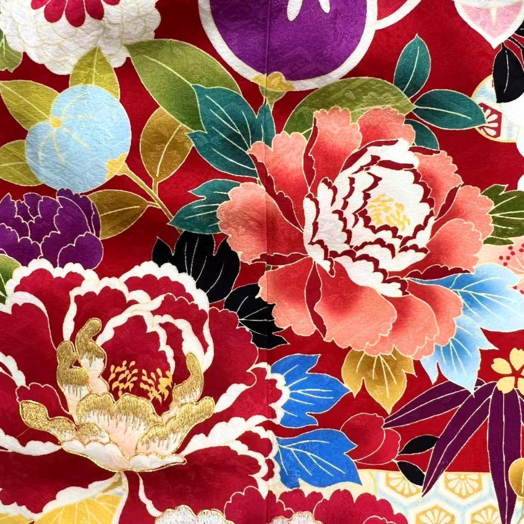 ≪早い者勝ち≫【美品】 振袖セット 成人式 正絹 レトロモダン 赤 S*33　●