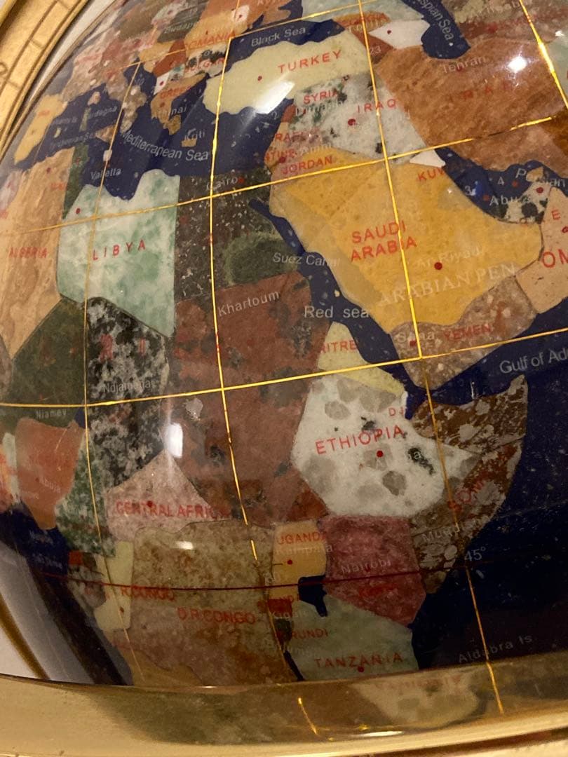 地球儀　方位磁石付き　天然石　インテリア