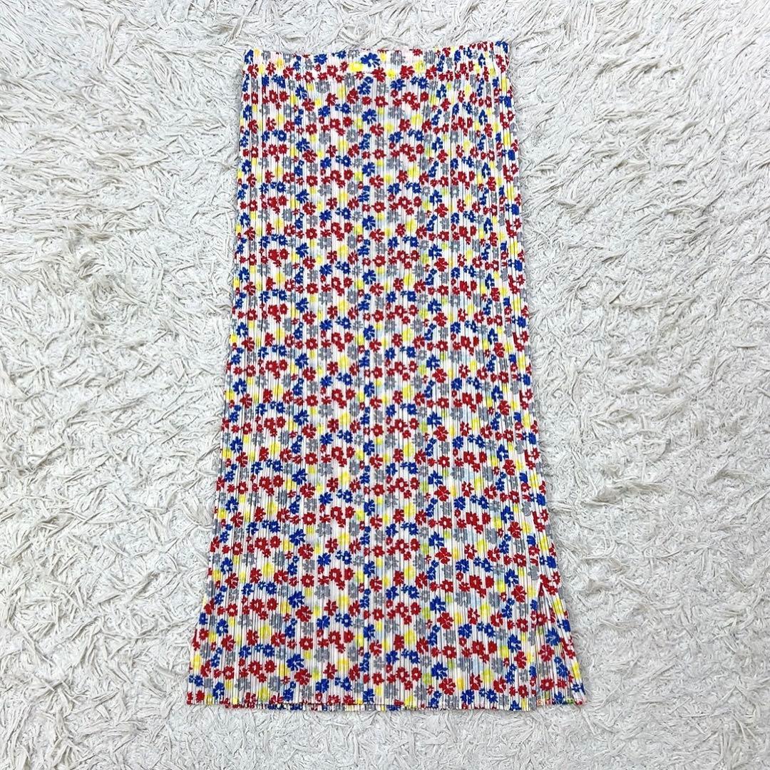 【美品】プリーツプリーズ スカート フラワープリント 小花柄 4 マルチカラー