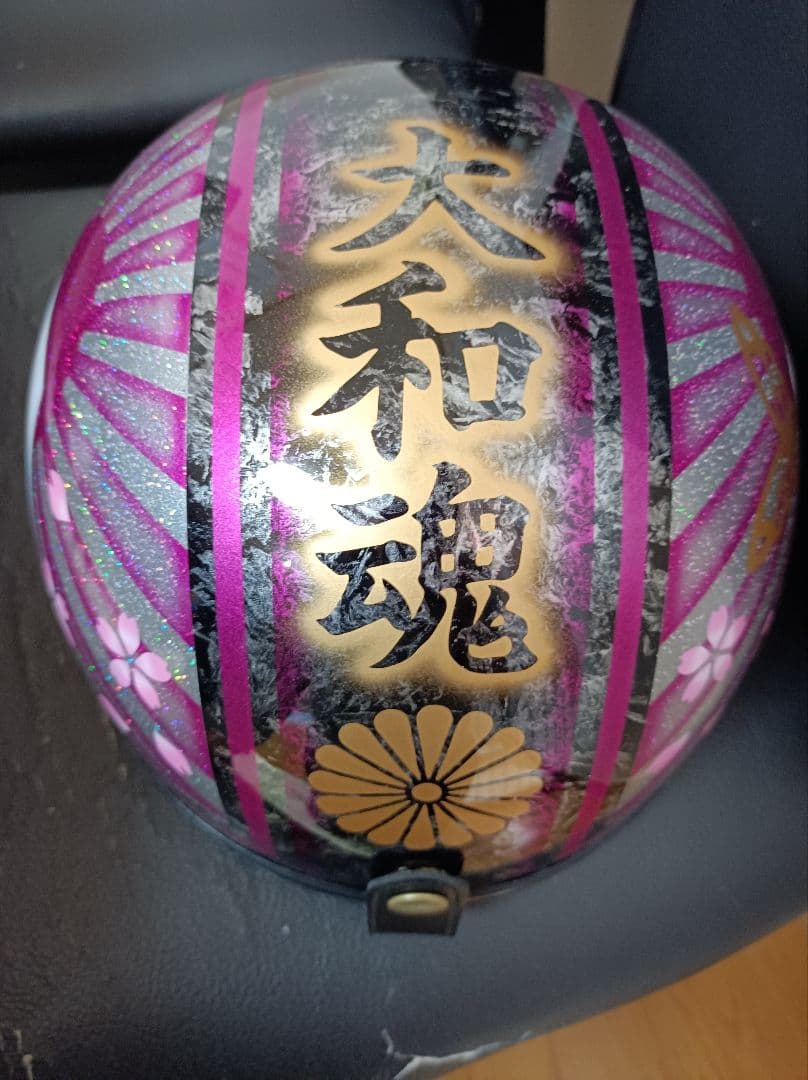 カスタムコルク半　Candyピンク富士日章　七色ラメ　蝶塗装　文字変更無料