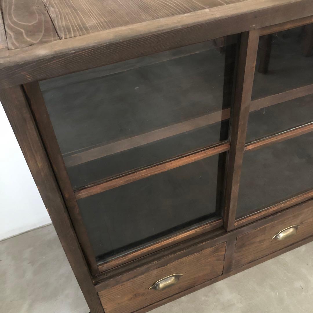 レトロ　アンティーク　古道具　古家具　古民家　ガラス棚　食器棚　箪笥　引き出し