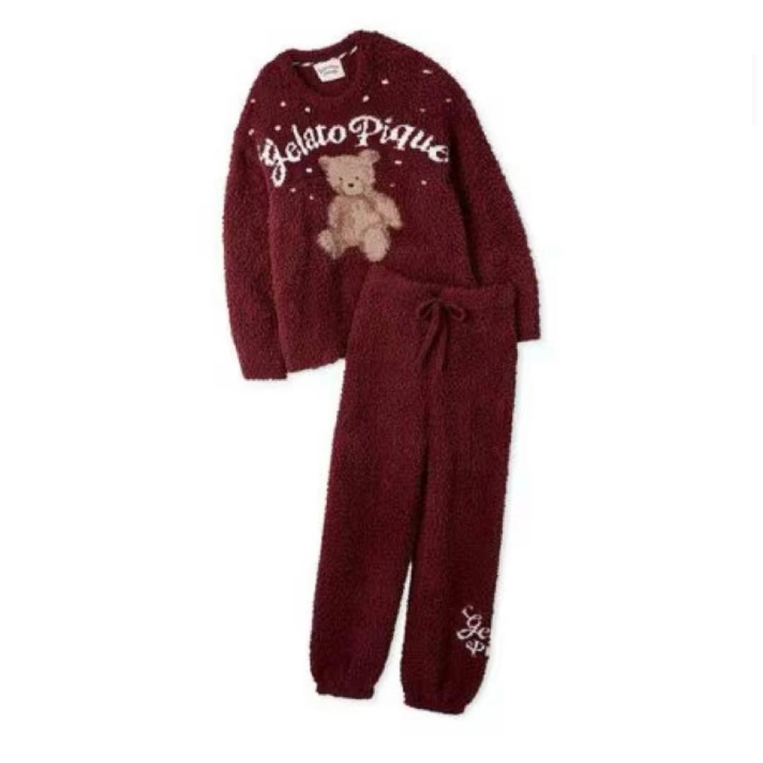 新品　HOLIDAY ベア　ジャガードプルオーバー　パンツ　赤　ジェラートピケ