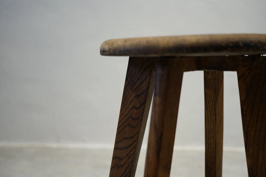 楢材　昭和初期　スツール　古木