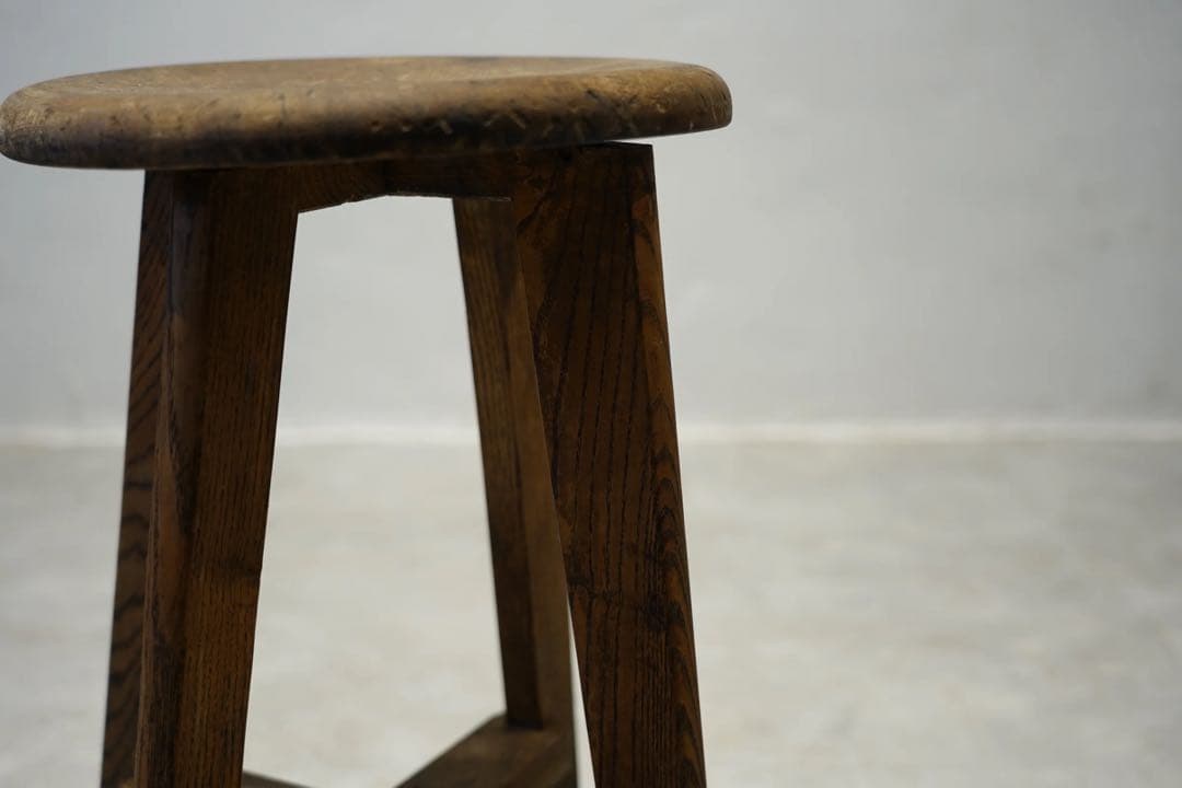 楢材　昭和初期　スツール　古木