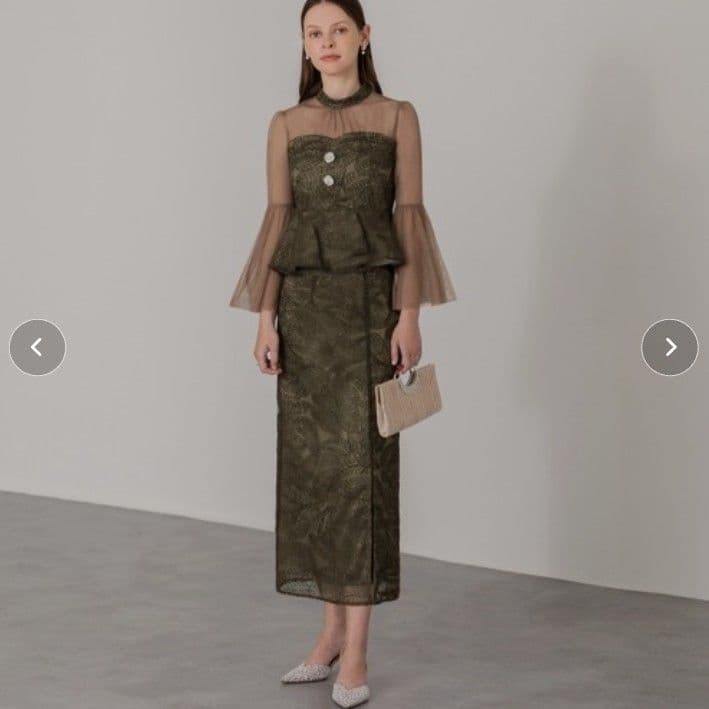 美品 Leja スパンコール ビジューボタンセットアップ ワンピース ドレス