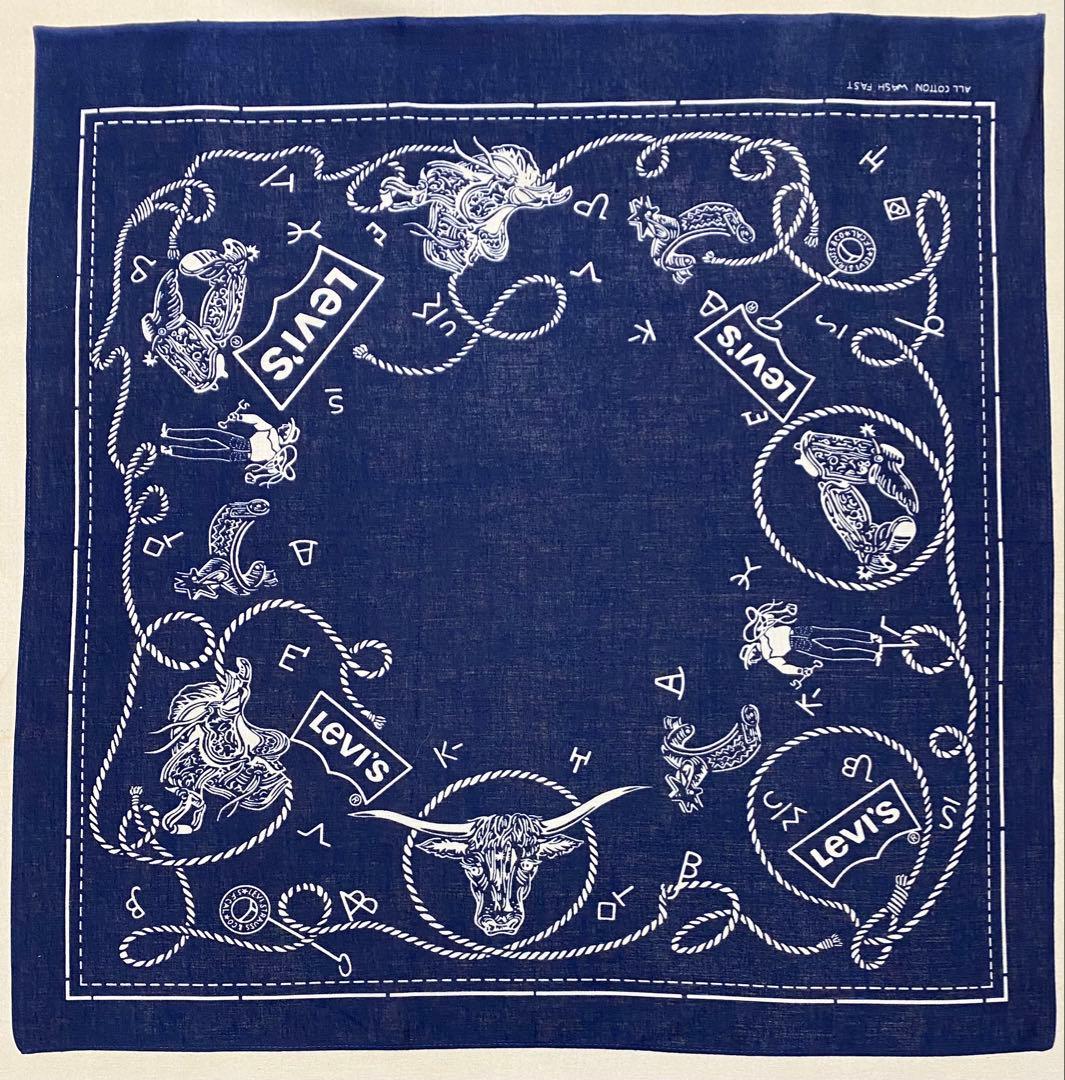 デッドストック Levi's 紺 リーバイス ビンテージバンダナ 1557
