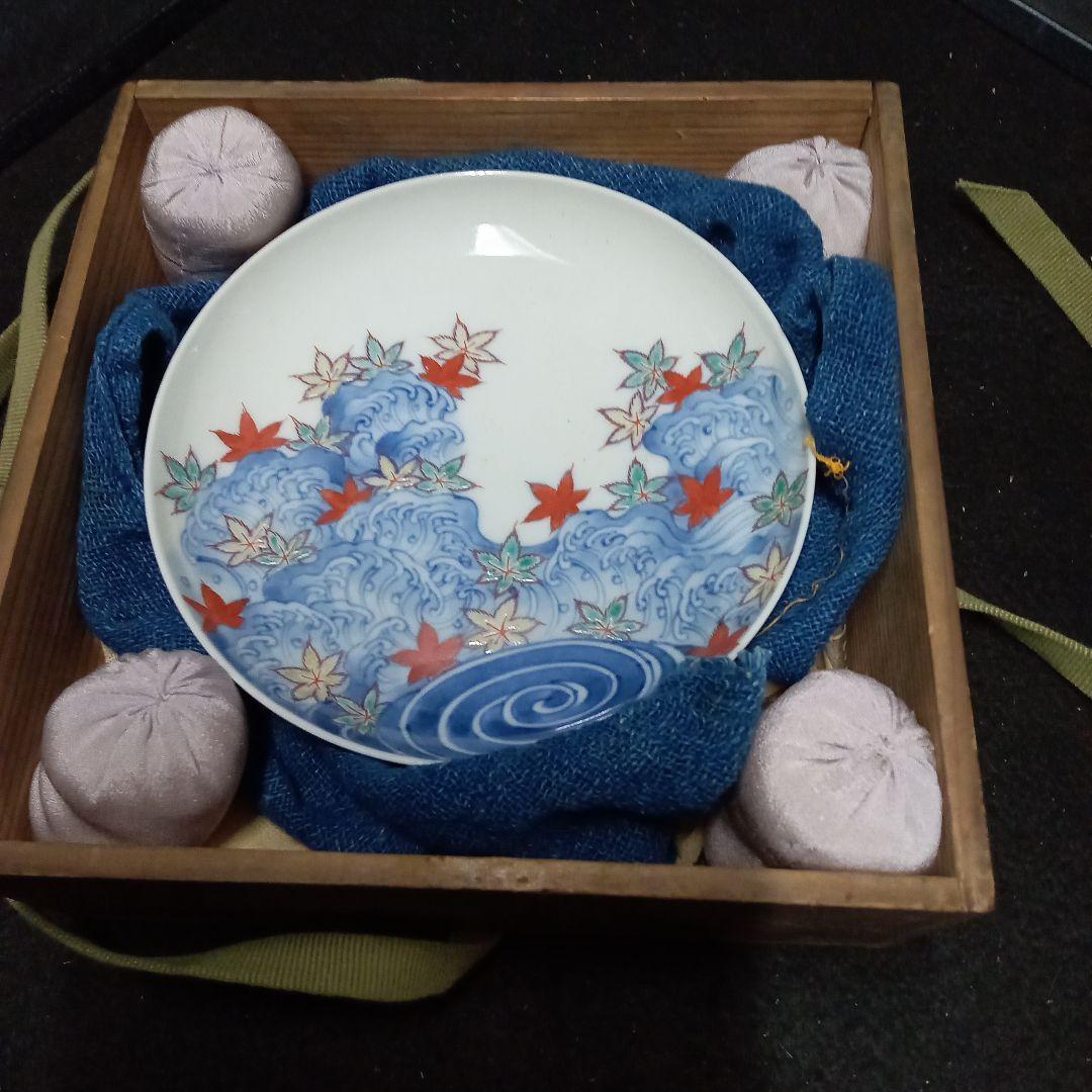 鍋島紅葉絵、皿、サイズ、15.5−15.5センチ、