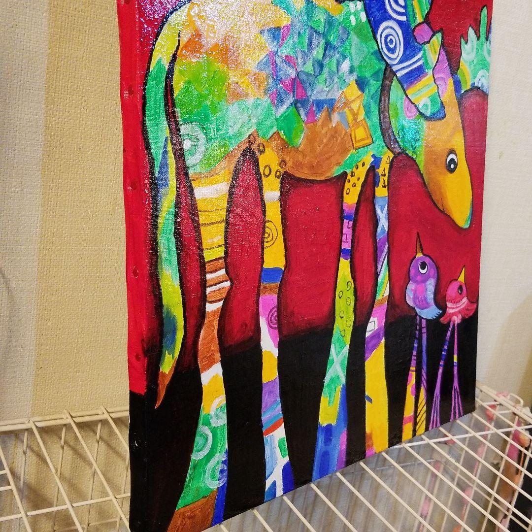 油絵　ゆうみ　ベストフレンド*ヘラジカと鳥