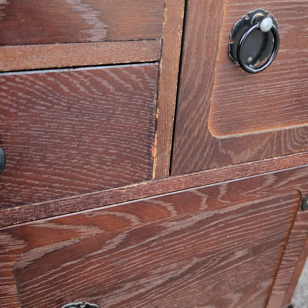 民芸家具調 からくり箪笥 隠し抽斗 ケヤキ/欅杢目 小箪笥