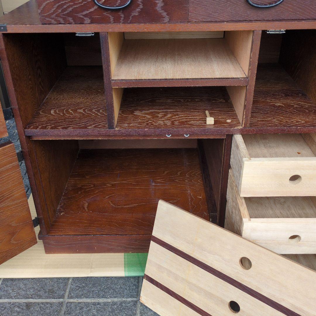 民芸家具調 からくり箪笥 隠し抽斗 ケヤキ/欅杢目 小箪笥