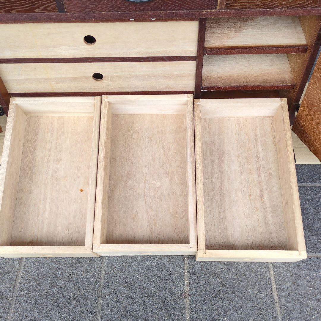 民芸家具調 からくり箪笥 隠し抽斗 ケヤキ/欅杢目 小箪笥