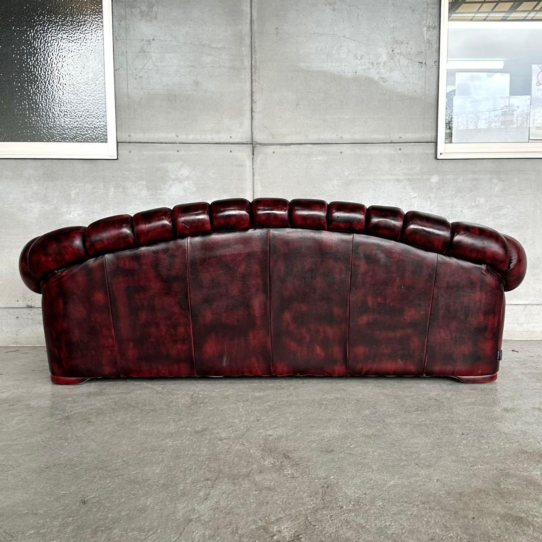 クラシック英国風 offer9 牛革 チェスターフィールドソファ アンティーク調