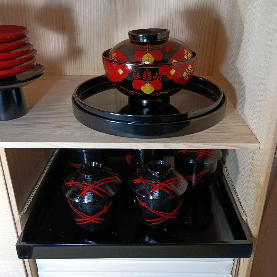 茶道具　秀衡塗茶懐石道具一式　 未使用良品　共の二重箱