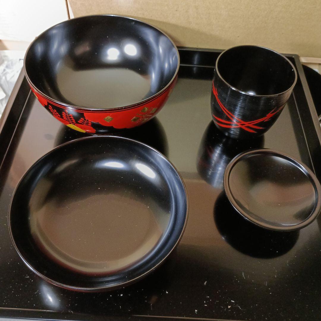 茶道具　秀衡塗茶懐石道具一式　 未使用良品　共の二重箱