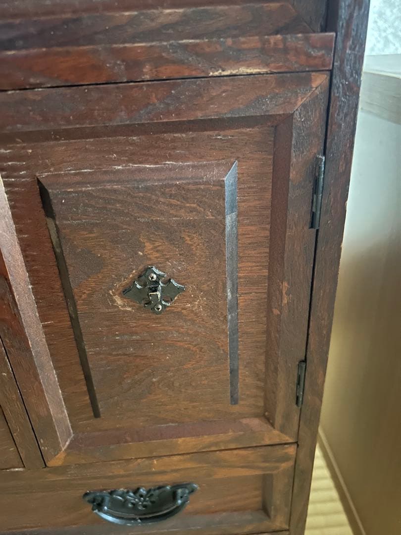 からくり箪笥　昭和レトロ　木製タンス ダークブラウン