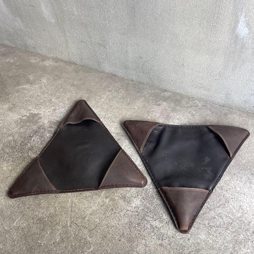 オールドビンテージ　ハンティングチェア　折り畳みチェア　本革　2脚　ハンター