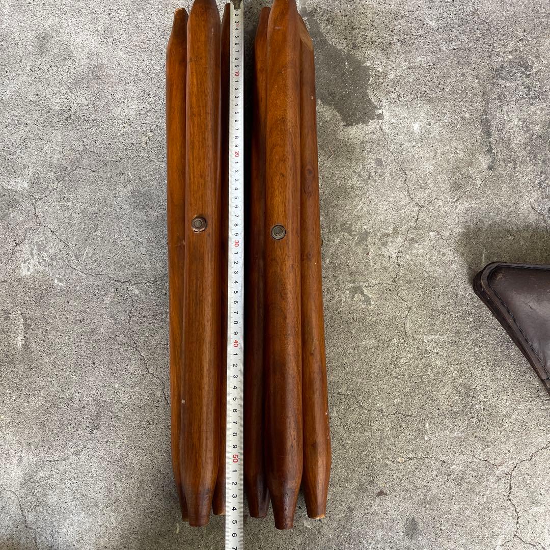 オールドビンテージ　ハンティングチェア　折り畳みチェア　本革　2脚　ハンター