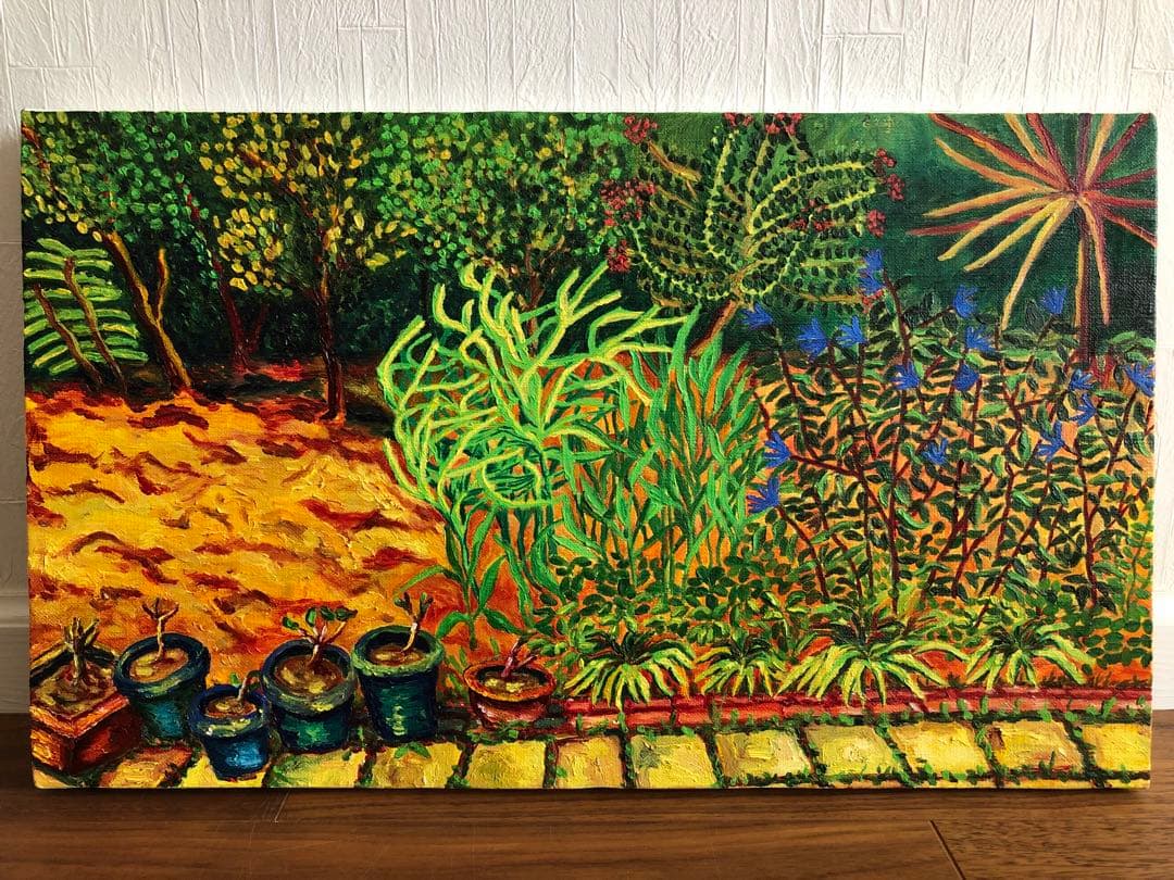 絵画　風景画　油絵　M8  夏の庭