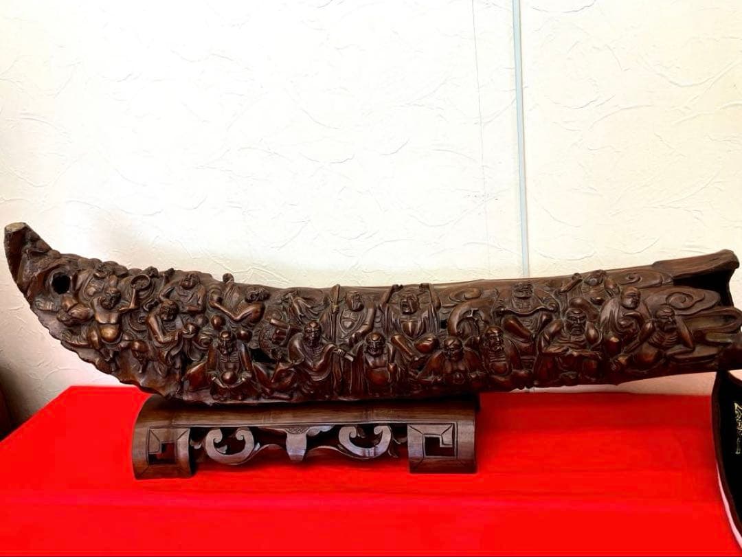 特大 十八羅漢　象牙風 牙 一本物 一本牙 彫刻 オブジェ　竹細工　中国美術