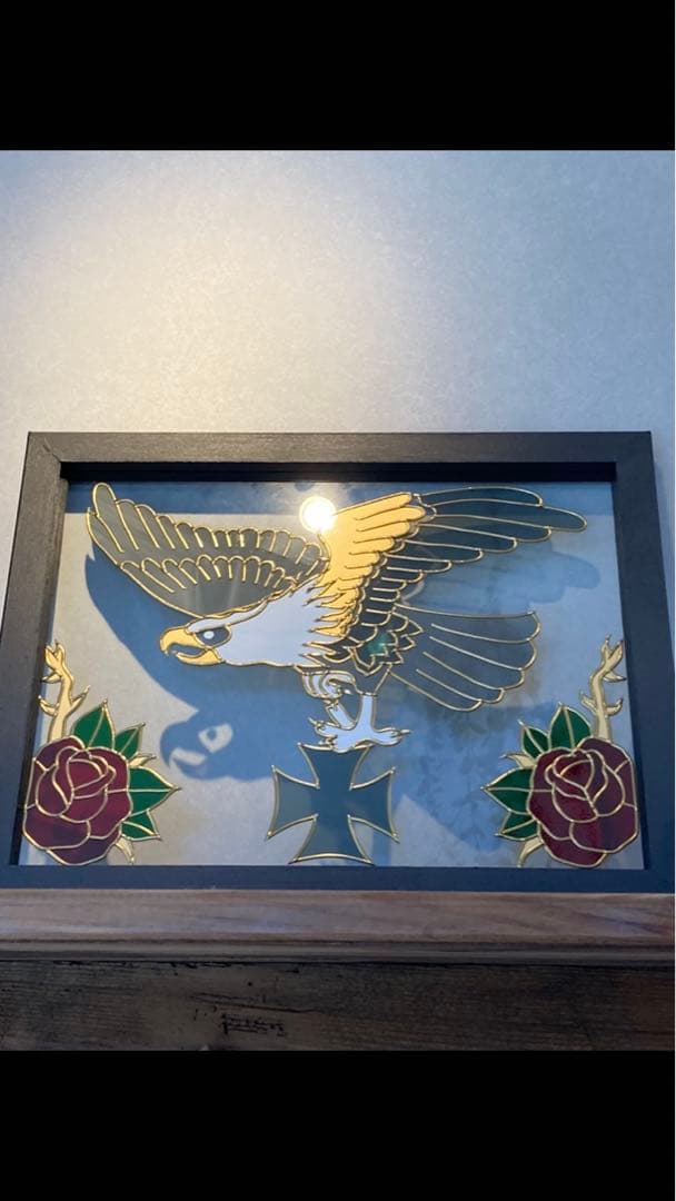 グラスアート イーグル　インテリア雑貨