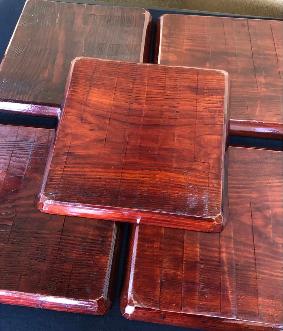 割引❗️《レ》伝統工芸 讃岐彫 讃岐盆5客 四方盆 銘々膳 刳抜 251027う1