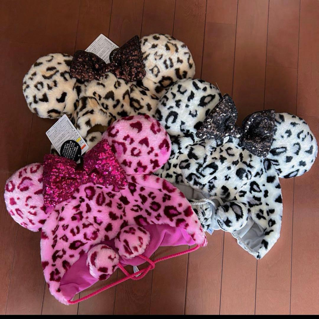 【新品】ミニーマウス　ファンキャップ　ヒョウ柄　3種3点セット　レオパード柄