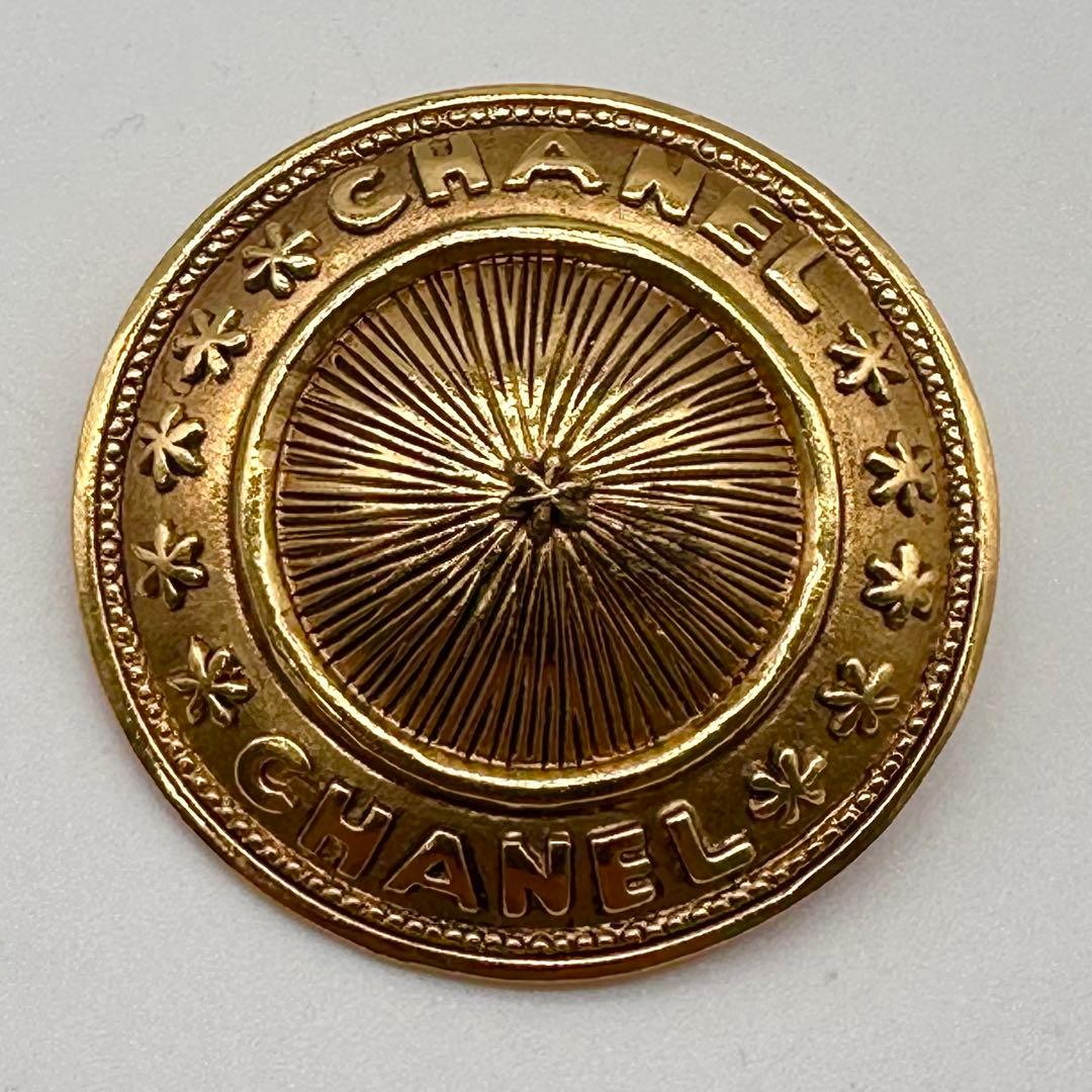 美品・箱付✨シャネル ブローチ ラウンド ロゴ フラワー ヴィンテージ ゴールド