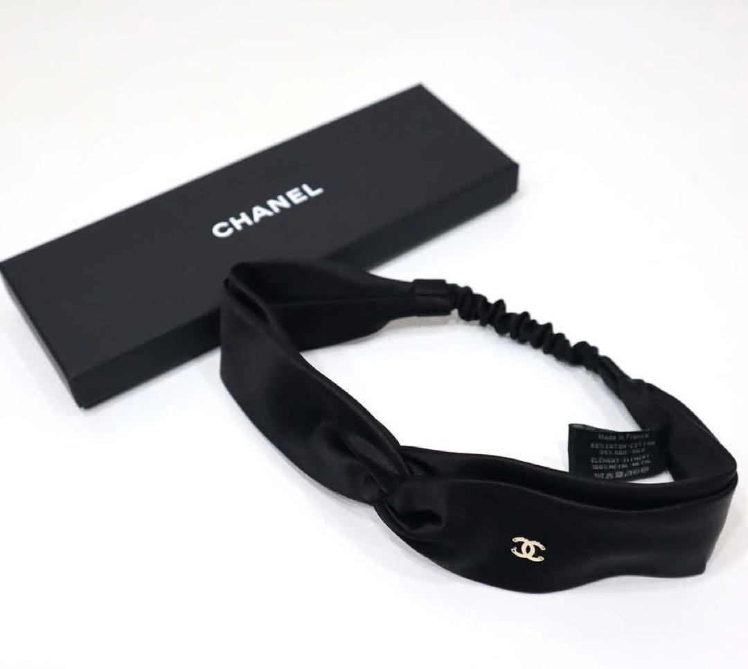 新品未使用　CHANEL ブラック リボン ヘアバンド　カチューシャ　おまけ付き