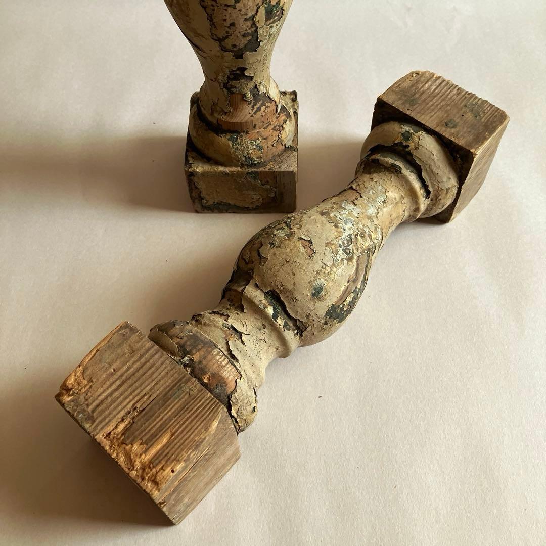 フランス アンティーク 木製ピラー シャビーシック ディスプレイ