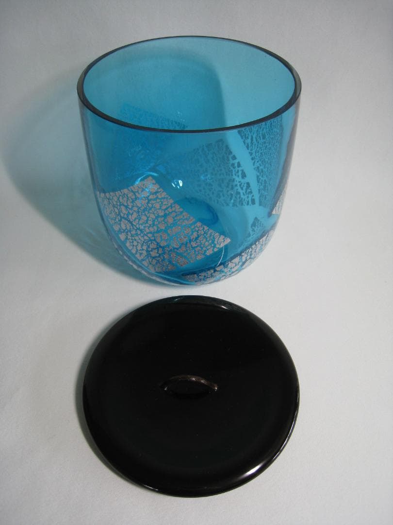 硝子製水指　【義山銀箔水指】