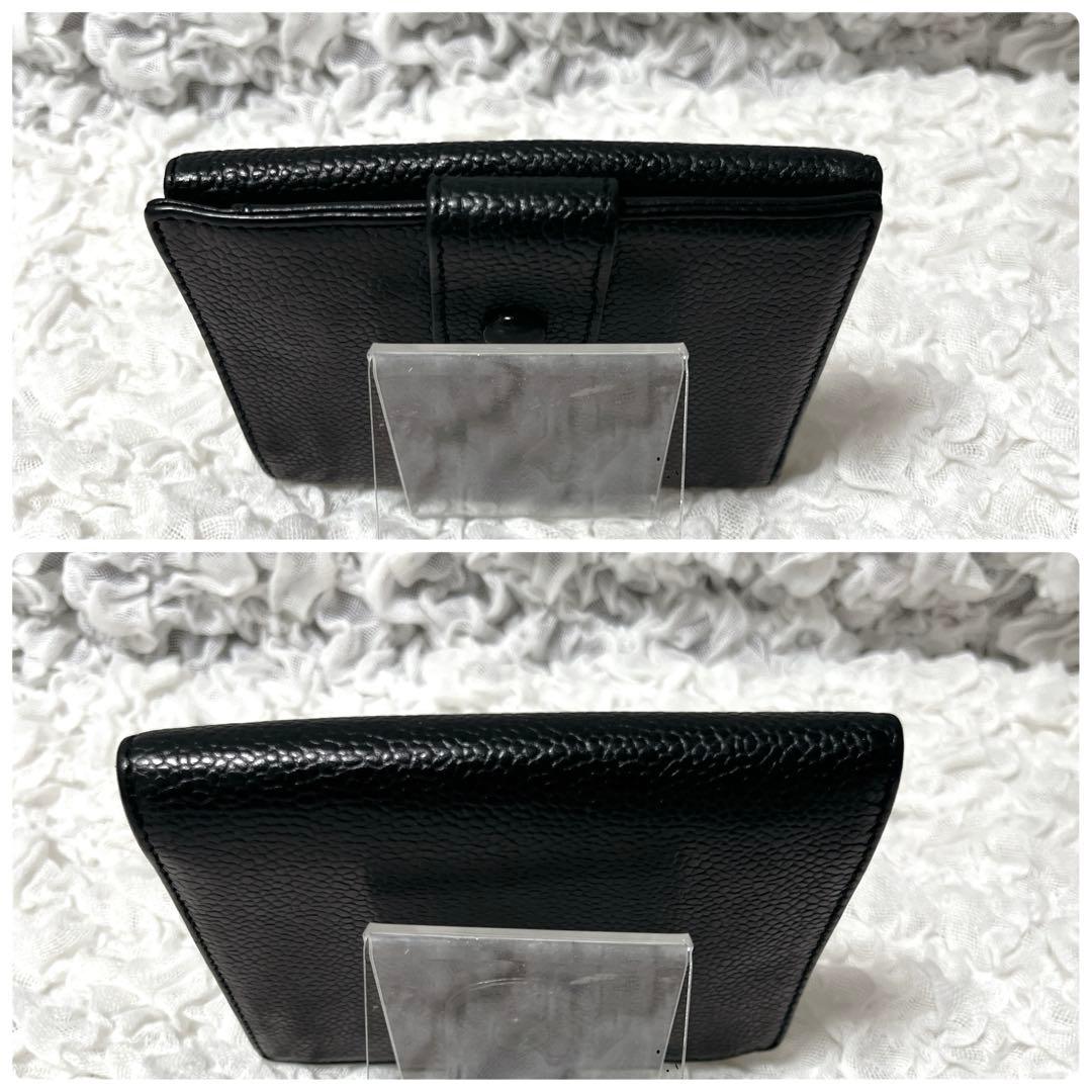 CHANEL ブラックレザー 二つ折り財布　キャビアスキン　ココマーク　本革