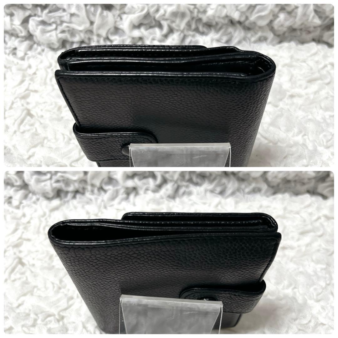 CHANEL ブラックレザー 二つ折り財布　キャビアスキン　ココマーク　本革