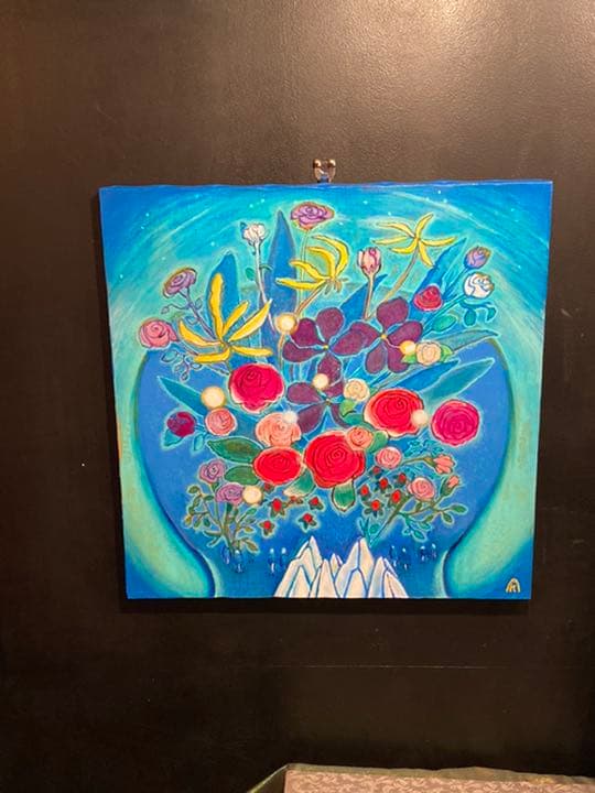 【アクリル画】商品名 「バラと水晶」 未使用品 限定品