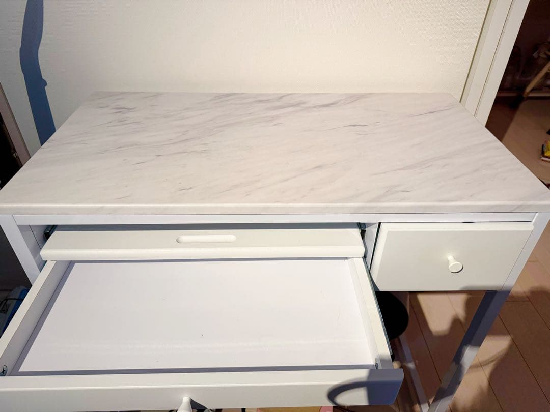 専用 コンパクトデスク 引き出し付き ガラス天板 ネイルデスク LOWYA