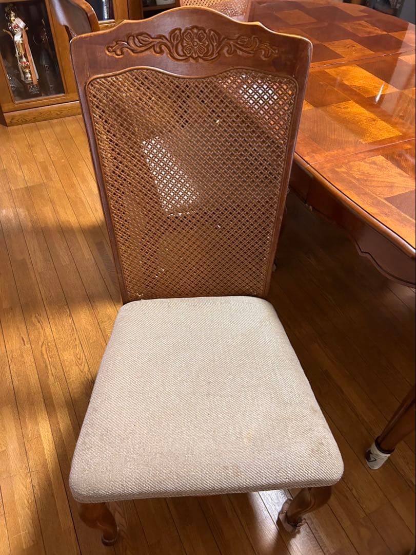 豪華なる楕円形木製⭐︎延長テーブルと椅子6脚セット