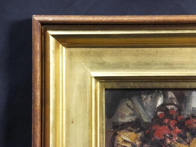 清原啓一　直筆サイン『花』板に油彩 1958年 8号 1601880603H