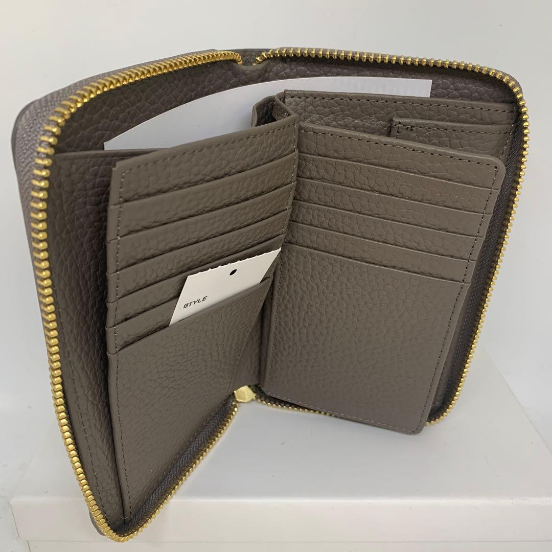 auauoi さん専用新品　オーストリッチ　ちょっと大きな二つ折り財布 グレー