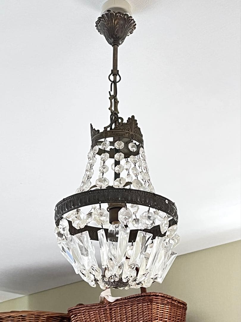 【美品】フランスアンティーク エンパイア型 装飾 1灯シャンデリア[3528]