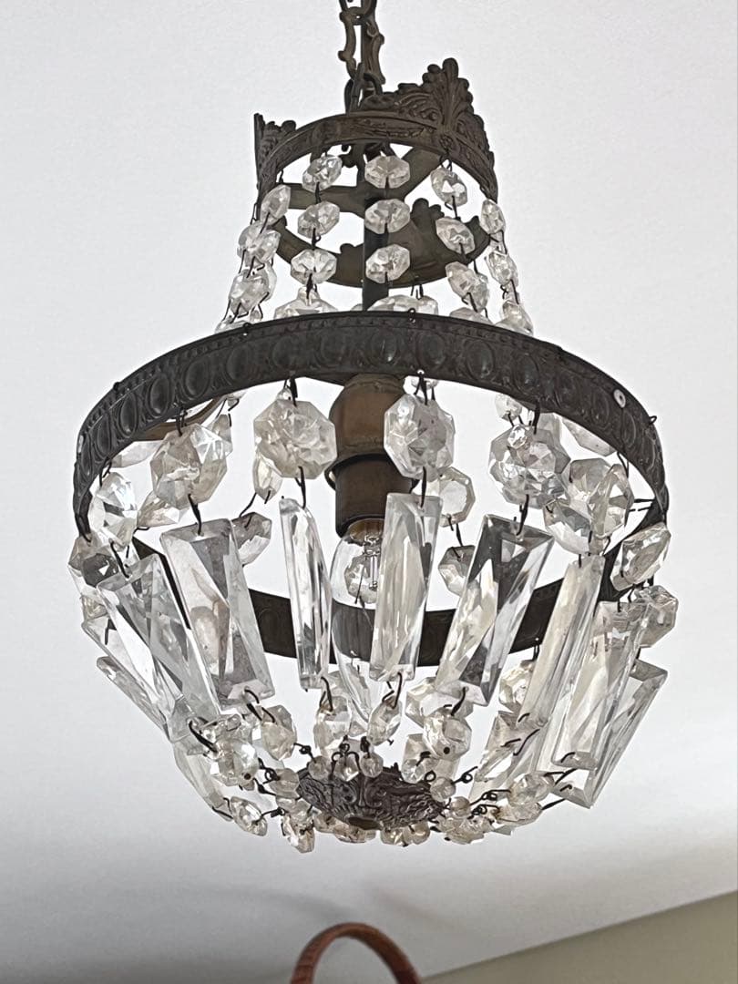 【美品】フランスアンティーク エンパイア型 装飾 1灯シャンデリア[3528]