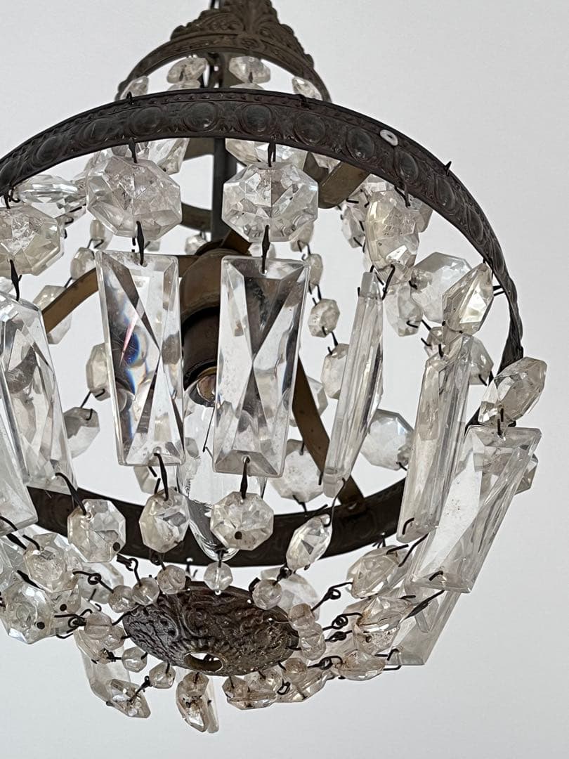 【美品】フランスアンティーク エンパイア型 装飾 1灯シャンデリア[3528]