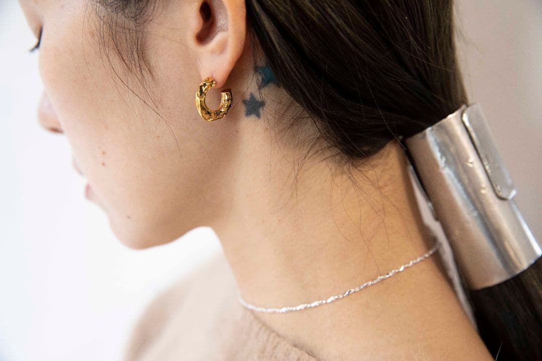 タイムピアスゴールドフープピアス(両耳用)