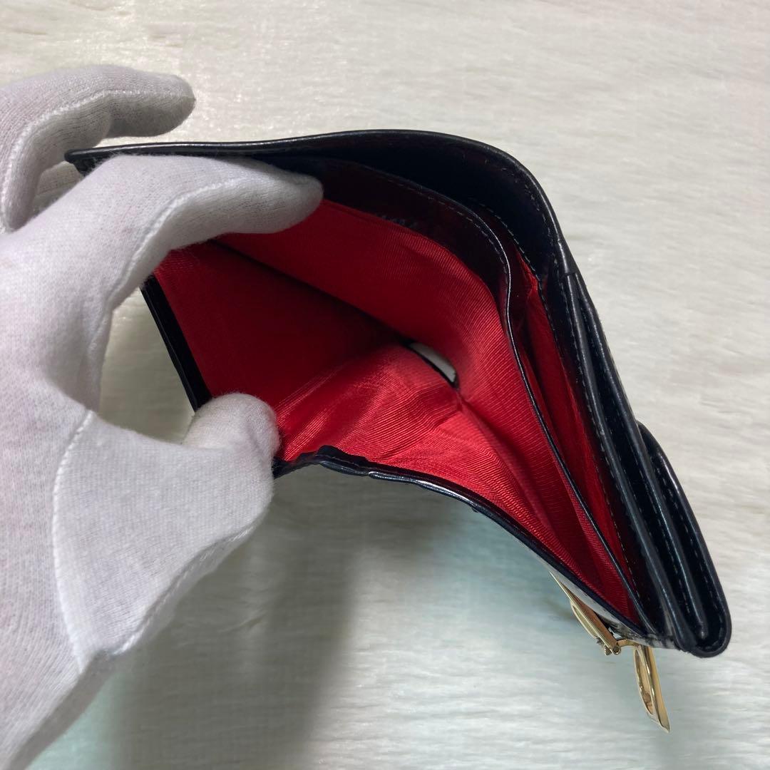 お買い得品　GUCCI グッチ　二つ折り　折り財布　折りたたみ　黒　赤　バイカラ