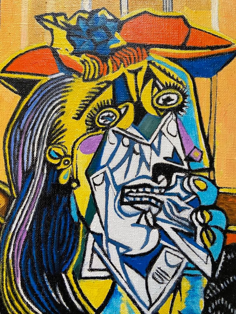 ピカソ　泣く女　肉筆手描きの油絵模写画