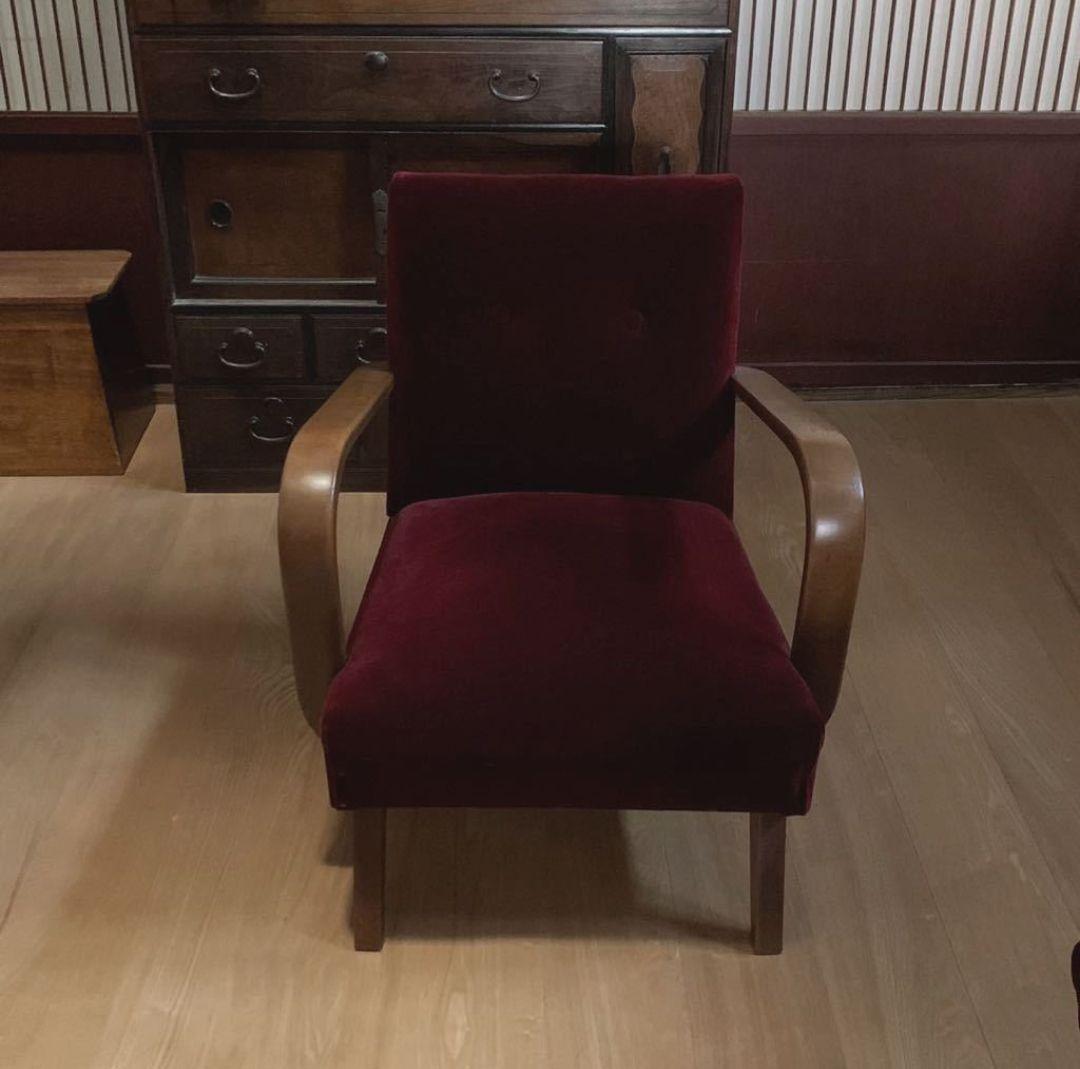 大正浪漫漂う1人がけアームチェア イージーチェア ソファ 楢 昭和レトロ 美品