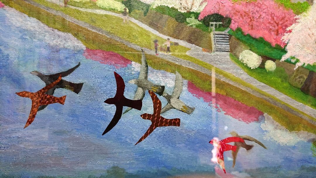 桜の鴨川 ・M20号・油絵 735x508x37mm Ki.Hino作