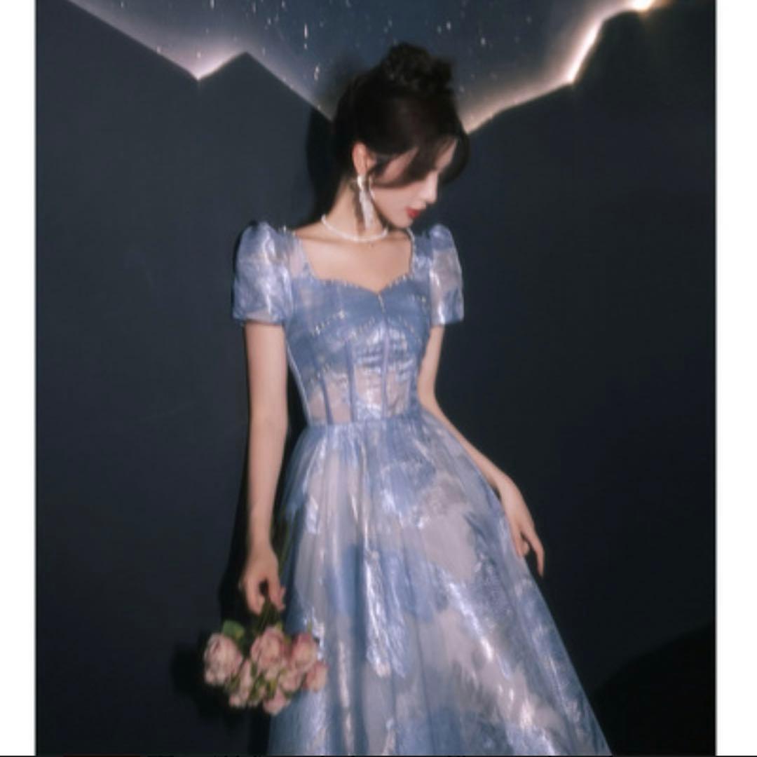 【♡】カラードレス　パーティードレス　披露宴　結婚式　二次会　ブルー　前撮り